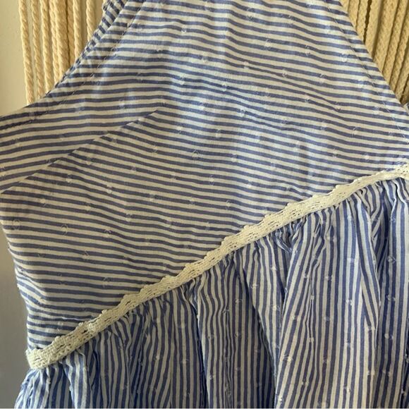 ASOS Tie Shoulder Striped Smocked Mini Sun Dress 100% Cotton Size 10 - Picture 6 of 11